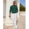 image:imageCOOFANDY Mens Knit Polo Shirts Long Sleeve Casual Polo Sweaters Shirt Waffle Textured Collared SweaterGreen