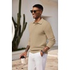 image:imageCOOFANDY Mens Knit Polo Shirts Long Sleeve Casual Polo Sweaters Shirt Waffle Textured Collared SweaterKhaki