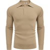 image:imageCOOFANDY Mens Knit Polo Shirts Long Sleeve Casual Polo Sweaters Shirt Waffle Textured Collared SweaterKhaki