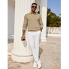 image:imageCOOFANDY Mens Knit Polo Shirts Long Sleeve Casual Polo Sweaters Shirt Waffle Textured Collared SweaterKhaki