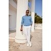 image:imageCOOFANDY Mens Knit Polo Shirts Long Sleeve Casual Polo Sweaters Shirt Waffle Textured Collared SweaterLight Blue