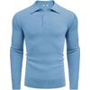 image:imageCOOFANDY Mens Knit Polo Shirts Long Sleeve Casual Polo Sweaters Shirt Waffle Textured Collared SweaterLight Blue