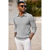 image:imageCOOFANDY Mens Knit Polo Shirts Long Sleeve Casual Polo Sweaters Shirt Waffle Textured Collared SweaterLight Grey