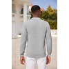 image:imageCOOFANDY Mens Knit Polo Shirts Long Sleeve Casual Polo Sweaters Shirt Waffle Textured Collared SweaterLight Grey