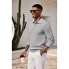 image:imageCOOFANDY Mens Knit Polo Shirts Long Sleeve Casual Polo Sweaters Shirt Waffle Textured Collared SweaterLight Grey