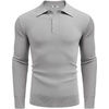 image:imageCOOFANDY Mens Knit Polo Shirts Long Sleeve Casual Polo Sweaters Shirt Waffle Textured Collared SweaterLight Grey