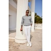 image:imageCOOFANDY Mens Knit Polo Shirts Long Sleeve Casual Polo Sweaters Shirt Waffle Textured Collared SweaterLight Grey