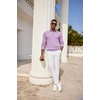 image:imageCOOFANDY Mens Knit Polo Shirts Long Sleeve Casual Polo Sweaters Shirt Waffle Textured Collared SweaterPurple