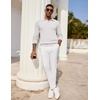 image:imageCOOFANDY Mens Knit Polo Shirts Long Sleeve Casual Polo Sweaters Shirt Waffle Textured Collared SweaterWhite