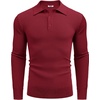 image:imageCOOFANDY Mens Knit Polo Shirts Long Sleeve Casual Polo Sweaters Shirt Waffle Textured Collared SweaterWine Red
