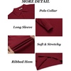 image:imageCOOFANDY Mens Knit Polo Shirts Long Sleeve Casual Polo Sweaters Shirt Waffle Textured Collared SweaterWine Red