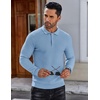 image:imageCOOFANDY Mens Knit Polo Shirts Long Sleeve Sweater Polo Lightweight Fashion Casual Collared ShirtsAiry Blue