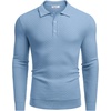 image:imageCOOFANDY Mens Knit Polo Shirts Long Sleeve Sweater Polo Lightweight Fashion Casual Collared ShirtsAiry Blue