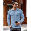 image:imageCOOFANDY Mens Knit Polo Shirts Long Sleeve Sweater Polo Lightweight Fashion Casual Collared ShirtsAiry Blue