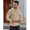image:imageCOOFANDY Mens Knit Polo Shirts Long Sleeve Sweater Polo Lightweight Fashion Casual Collared ShirtsApricot