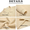 image:imageCOOFANDY Mens Knit Polo Shirts Long Sleeve Sweater Polo Lightweight Fashion Casual Collared ShirtsApricot