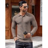 image:imageCOOFANDY Mens Knit Polo Shirts Long Sleeve Sweater Polo Lightweight Fashion Casual Collared ShirtsBrown and Grey