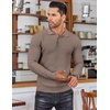 image:imageCOOFANDY Mens Knit Polo Shirts Long Sleeve Sweater Polo Lightweight Fashion Casual Collared ShirtsBrown and Grey