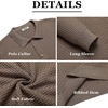 image:imageCOOFANDY Mens Knit Polo Shirts Long Sleeve Sweater Polo Lightweight Fashion Casual Collared ShirtsBrown and Grey