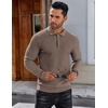 image:imageCOOFANDY Mens Knit Polo Shirts Long Sleeve Sweater Polo Lightweight Fashion Casual Collared ShirtsBrown and Grey