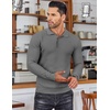 image:imageCOOFANDY Mens Knit Polo Shirts Long Sleeve Sweater Polo Lightweight Fashion Casual Collared ShirtsDark Grey