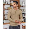 image:imageCOOFANDY Mens Knit Polo Shirts Long Sleeve Sweater Polo Lightweight Fashion Casual Collared ShirtsKhaki