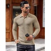 image:imageCOOFANDY Mens Knit Polo Shirts Long Sleeve Sweater Polo Lightweight Fashion Casual Collared ShirtsKhaki