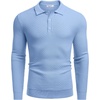 image:imageCOOFANDY Mens Knit Polo Shirts Long Sleeve Sweater Polo Lightweight Fashion Casual Collared ShirtsLight Blue