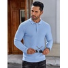 image:imageCOOFANDY Mens Knit Polo Shirts Long Sleeve Sweater Polo Lightweight Fashion Casual Collared ShirtsLight Blue
