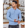 image:imageCOOFANDY Mens Knit Polo Shirts Long Sleeve Sweater Polo Lightweight Fashion Casual Collared ShirtsLight Blue