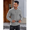 image:imageCOOFANDY Mens Knit Polo Shirts Long Sleeve Sweater Polo Lightweight Fashion Casual Collared ShirtsLight Grey