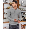 image:imageCOOFANDY Mens Knit Polo Shirts Long Sleeve Sweater Polo Lightweight Fashion Casual Collared ShirtsLight Grey