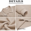 image:imageCOOFANDY Mens Knit Polo Shirts Long Sleeve Sweater Polo Lightweight Fashion Casual Collared ShirtsStripedlight Khaki