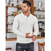 image:imageCOOFANDY Mens Knit Polo Shirts Long Sleeve Sweater Polo Lightweight Fashion Casual Collared ShirtsWhite