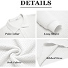 image:imageCOOFANDY Mens Knit Polo Shirts Long Sleeve Sweater Polo Lightweight Fashion Casual Collared ShirtsWhite