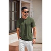 image:imageCOOFANDY Mens Knit Polo Shirts Short Sleeve Button Down Textured Polo Shirt Cuban Guayabera Summer Beach ShirtsArmy Green