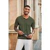 image:imageCOOFANDY Mens Knit Polo Shirts Short Sleeve Button Down Textured Polo Shirt Cuban Guayabera Summer Beach ShirtsArmy Green