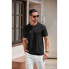 image:imageCOOFANDY Mens Knit Polo Shirts Short Sleeve Button Down Textured Polo Shirt Cuban Guayabera Summer Beach ShirtsBlack