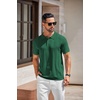 image:imageCOOFANDY Mens Knit Polo Shirts Short Sleeve Button Down Textured Polo Shirt Cuban Guayabera Summer Beach ShirtsDark Green