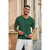image:imageCOOFANDY Mens Knit Polo Shirts Short Sleeve Button Down Textured Polo Shirt Cuban Guayabera Summer Beach ShirtsDark Green