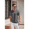 image:imageCOOFANDY Mens Knit Polo Shirts Short Sleeve Button Down Textured Polo Shirt Cuban Guayabera Summer Beach ShirtsDark Grey
