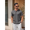 image:imageCOOFANDY Mens Knit Polo Shirts Short Sleeve Button Down Textured Polo Shirt Cuban Guayabera Summer Beach ShirtsDark Grey