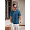 image:imageCOOFANDY Mens Knit Polo Shirts Short Sleeve Button Down Textured Polo Shirt Cuban Guayabera Summer Beach ShirtsDenim Blue
