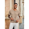 image:imageCOOFANDY Mens Knit Polo Shirts Short Sleeve Button Down Textured Polo Shirt Cuban Guayabera Summer Beach ShirtsKhaki
