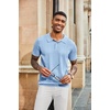 image:imageCOOFANDY Mens Knit Polo Shirts Short Sleeve Button Down Textured Polo Shirt Cuban Guayabera Summer Beach ShirtsLight Blue