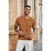 image:imageCOOFANDY Mens Knit Polo Shirts Short Sleeve Button Down Textured Polo Shirt Cuban Guayabera Summer Beach ShirtsLight Brown