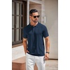 image:imageCOOFANDY Mens Knit Polo Shirts Short Sleeve Button Down Textured Polo Shirt Cuban Guayabera Summer Beach ShirtsNavy Blue