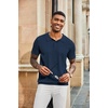 image:imageCOOFANDY Mens Knit Polo Shirts Short Sleeve Button Down Textured Polo Shirt Cuban Guayabera Summer Beach ShirtsNavy Blue