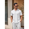 image:imageCOOFANDY Mens Knit Polo Shirts Short Sleeve Button Down Textured Polo Shirt Cuban Guayabera Summer Beach ShirtsWhite