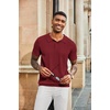 image:imageCOOFANDY Mens Knit Polo Shirts Short Sleeve Button Down Textured Polo Shirt Cuban Guayabera Summer Beach ShirtsWine Red